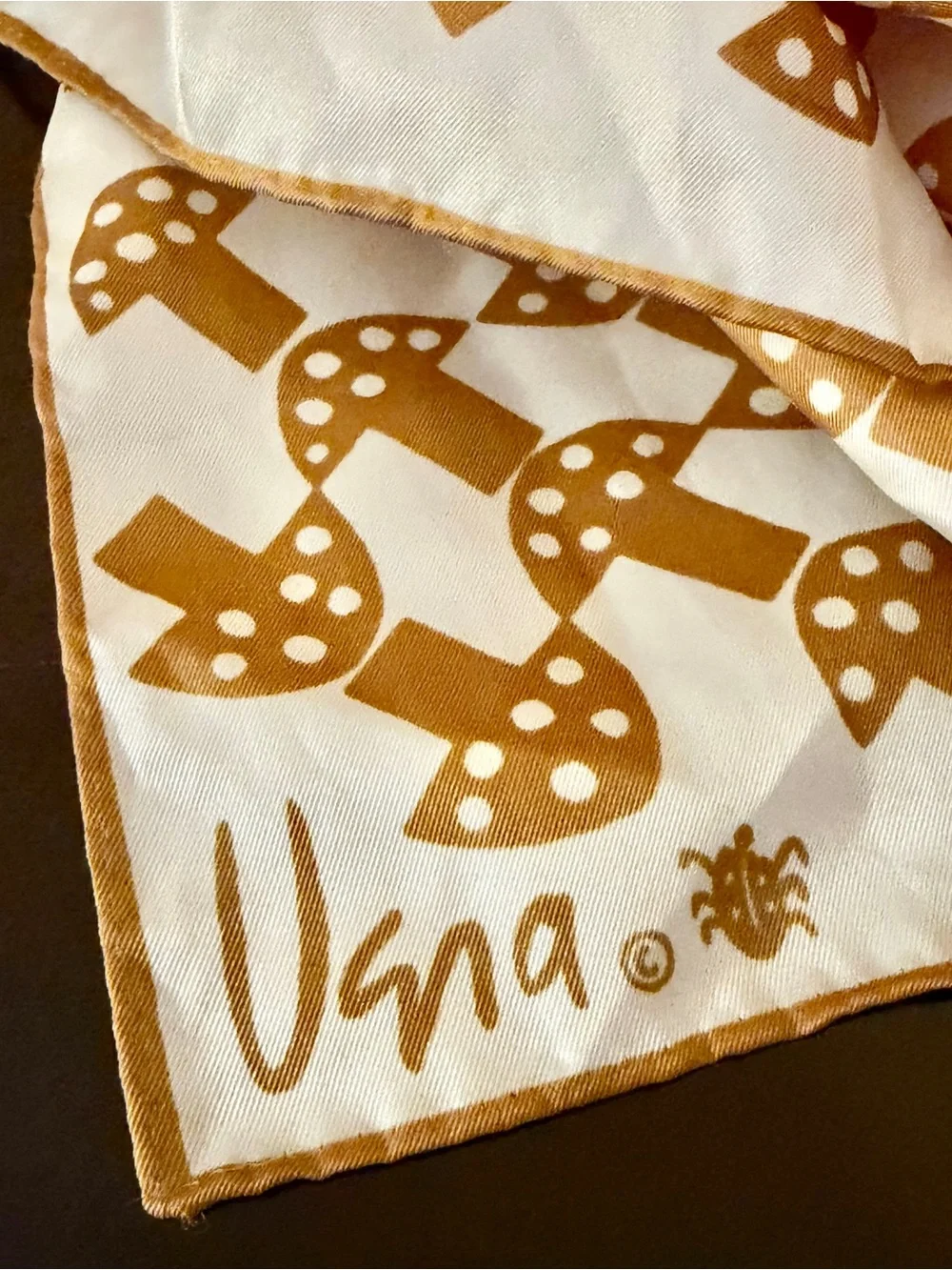 Vera Neumann Vana Gold & White Printed Silk-Feel Scarf